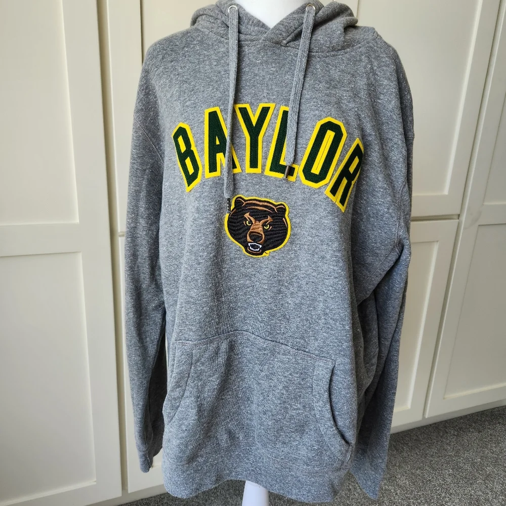 Baylor Bears University Hooded Sweatshirt Gray Letterman Soft Cozy Large - Picture 1 of 14